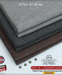 SLUB SAFINI WINTER KHADDAR PACK OF 3-SSK-1027